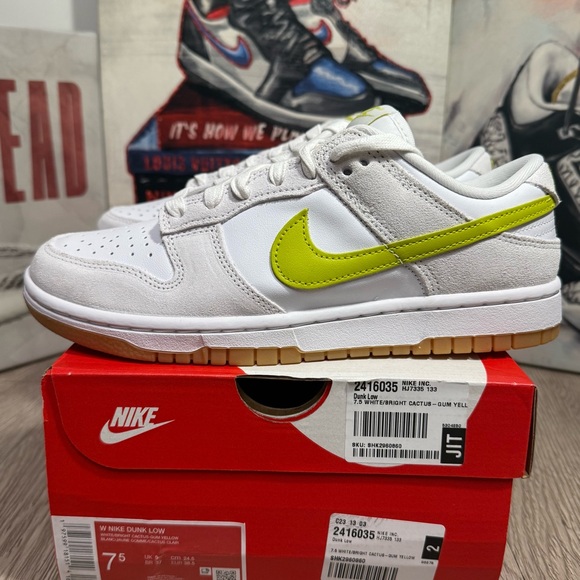 Nike Dunk Low White Cactus Gum Shoes (HJ7335 133) Women's Size 7 7.5